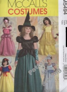Pattern McCalls Sewing Girl Costumes Princess Snow White Dress Hat Sz 3 6