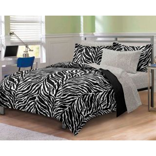 New Beautiful Bedroom Zebra Black White Furniture 7 Piece Bed Set Queen Size