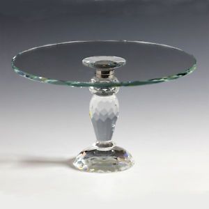 Stunning Cut Glass Crystal Cake Stand Holder New