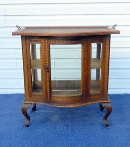 Beautiful Victorian Oak Bow Front Chocolate Cabinet Display Curio Cabinet C1900