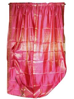 Sari Curtains 2 Drapes Pink Gold Brocade Silk Window Drapes 96 Inch