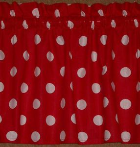 Wide 58"Red White Polka Dot Window Curtains Valance Panels Kitchen Bath Bedroom