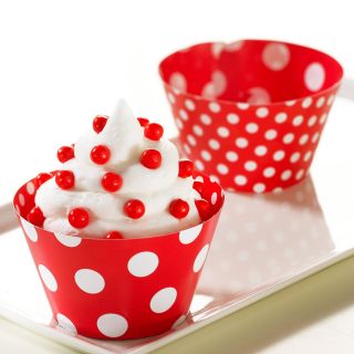 Red and White Polka Dots Reversible Cupcake Wrappers