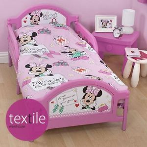 Minnie Mouse Makeover Girls 4in1 Junior Toddler Duvet Quilt Bedding Bundle Set