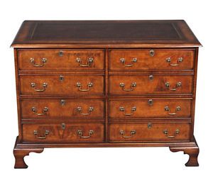 Antique Style Burled Walnut Four Drawer File Cabinet w Hanging File System