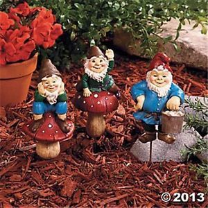 3 Gnomes Plant Stakes Garden Decor Front Yard Lawn Art Accent Spring Fairy Gift