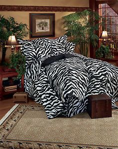 Bed in A Bag Black White Zebra Print Comforter Sheets Pillows Drapes More