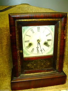 Antique Ansonia Shelf Clock 1850s Original Running Key Pendulum 8 Day