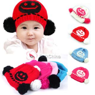Fashion Baby Girls Boys Cute Knit Crochet Dual Ball Winter Warmer Beanie Cap Hat