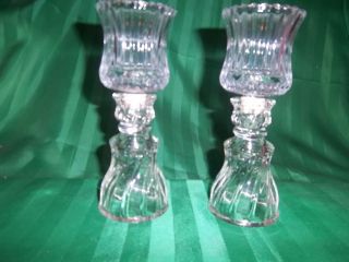 Home Interiors Set of 2 Clear Glass Votive Cups w Candle Holders New WOB