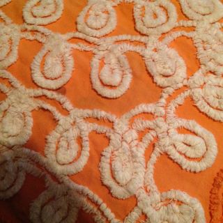 Orange Floral Chenille Bedspread