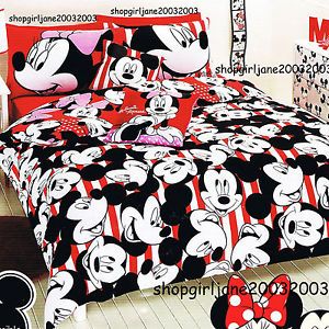 Mickey Minnie Mouse Disney Single Twin Bed Quilt DOONA Duvet Cover Set
