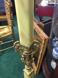 Antique Floor Lamp Brass and Onyx