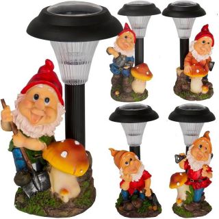 Solar Powered Outdoor LED Garden Gnome Ornament Decoration Light Spotlight Lamp