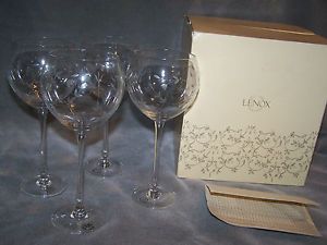 Lenox Heather Clear Balloons Stemware Crystal Wine Glass Goblets Set of 4