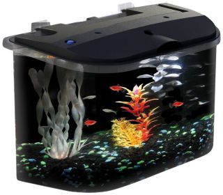 Aquarium Fish Tank Rounded 5gal Acrylic Starter Fresh Salt Kit w LED Filter