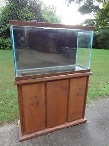 Aquarium 40gal with Solid Wood Cabinet Stand Glass Top Custom 3D Rock Background