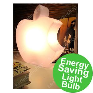 White Bitten Apple Desk Lamp Reading Night Light IKEA Energy Saving Light Bulb