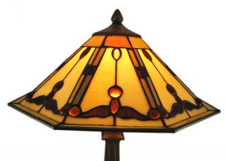 Stained Glass Art Nouveau Styletable Floor Lamp Pair
