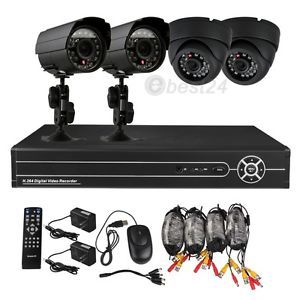 Home 8CH CCTV Surveillance DVR 4 Night Vision Security Camera System Kit