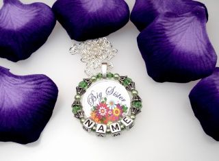 Little Middle Big Sister Personalized Name Charm Necklace Jewelry Custom Gift