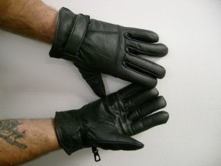 Men's Winter Motorcycle Riding Driving Leather Gloves Thinsulate Lined Cowhide
