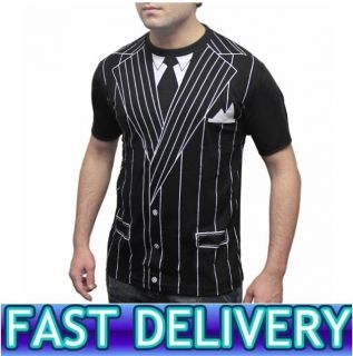 Gangster 1920s 20s Printed T Shirt Suit Look Fancy Dress Costume s M L XL