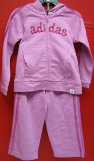 Adidas Track Suit Pink New Hoody Jacket Pants 6 Girls 6X Running Jogging Outfit