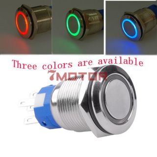 Green Car LED Ultra Flush Light SPDT on Off Push Switch Ring Button New Fit 19mm