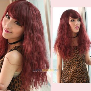 4 Colors Women Corn Perm Fluffy Long Curly Hair Wig Oblique Bangs Wig LS4G