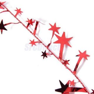 5X 23 Feet Red Stars Wire Tinsel Garland Christmas Tree Decor Long Craft Decor