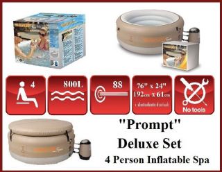 Prompt Deluxe Set Spa 4 Person Portable Inflatable Hot Tub 88 Jets