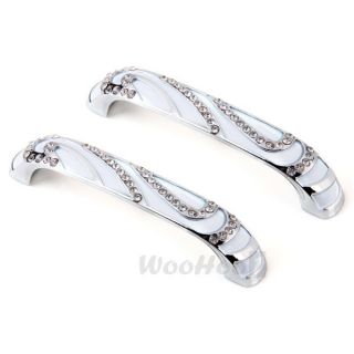 2X Crystal Glass Zinc Alloy Arch Cabinet Drawer Door Pull Handles 96mm