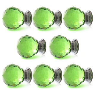 8x 30mm Crystal Glass Door Knobs Drawer Kitchen Cabinet Pull Handle Green US