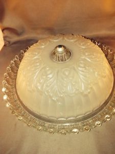 Vintage Glass Beige and Clear Glass Ceiling Light Fixture Lamp Shade Globe Cover
