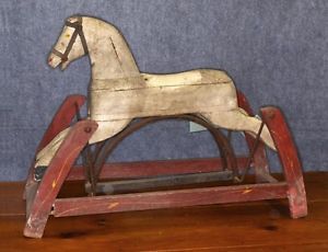 Rocking Horse Platform Primitive Glider Painted Carved Ride Toy Antique