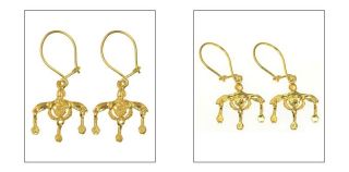 Minoan Bees Sterling Silver 24K Gold Plated Earrings