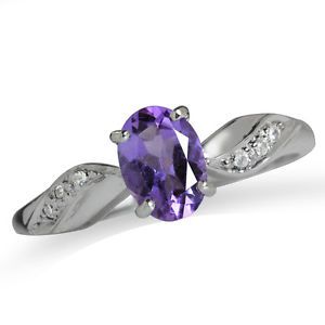 Nigerian Amethyst White Sapphire White Gold Plated 925 Silver Ring Sz 7 RBSS