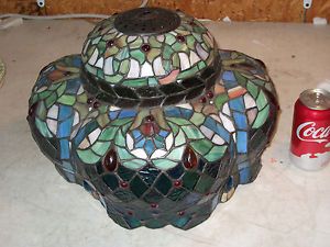 Vintage Antique Beautiful Leaded Stained Glass Lamp Shade Unknown Maker Estate