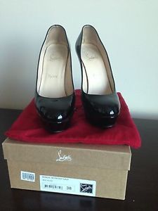 Christian Louboutin Bianca Pumps 140mm Black Patent Leather Size 38 Used
