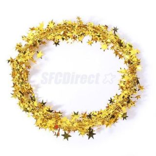 Red Gold Green Star Garland Tinsel Wire 6 Metres Christmas Tree Ornament Decor