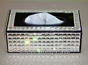 Super Bling Swarovski Rhinestone Crystal Leather Tissue Box Holder Home Decor