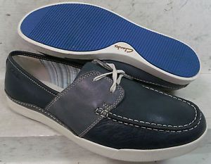 Clarks Mens Nadon Port Navy Blue Leather Casual Boat Deck Shoes 63731 Size 8 5 M
