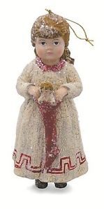 Bethany Lowe Vintage Victorian Child with Stocking Christmas Ornament Decor