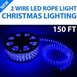 New 150' ft 2 Wire LED Rope Light Home Outdoor Christmas Lighting Blue