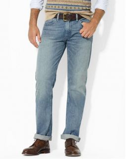 Polo Ralph Lauren 867 Men's Classic Straight Fit Light Wash Jeans $98 New 33x32