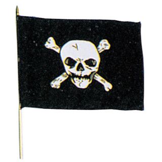 Black Jolly Roger Emblem Stick Flag New Office Home
