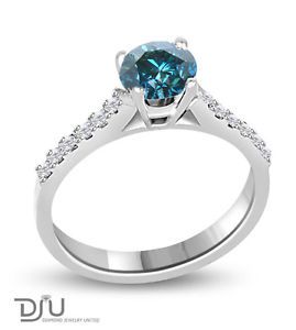 1 01 Ct Blue SI1 Round Diamond Solitaire Engagement Ring 14k White Gold