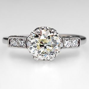 EGL Certified Art Deco Diamond Engagement Ring Solid Platinum 1930's Jewelry