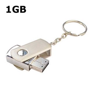 Mini USB 2 0 1GB Keychain Swivel Design Flash Memory Drive Silver